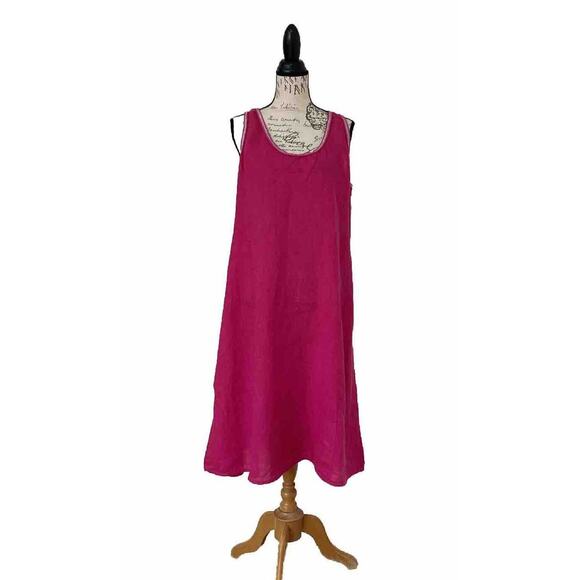 Piazza Del Tempio Dress Womens Hot Pink Linen Sleeveless Size XL - Picture 1 of 8